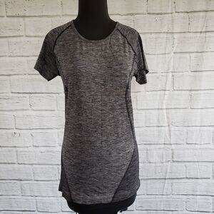 Zella dark gray short sleeve stretchy workout top
